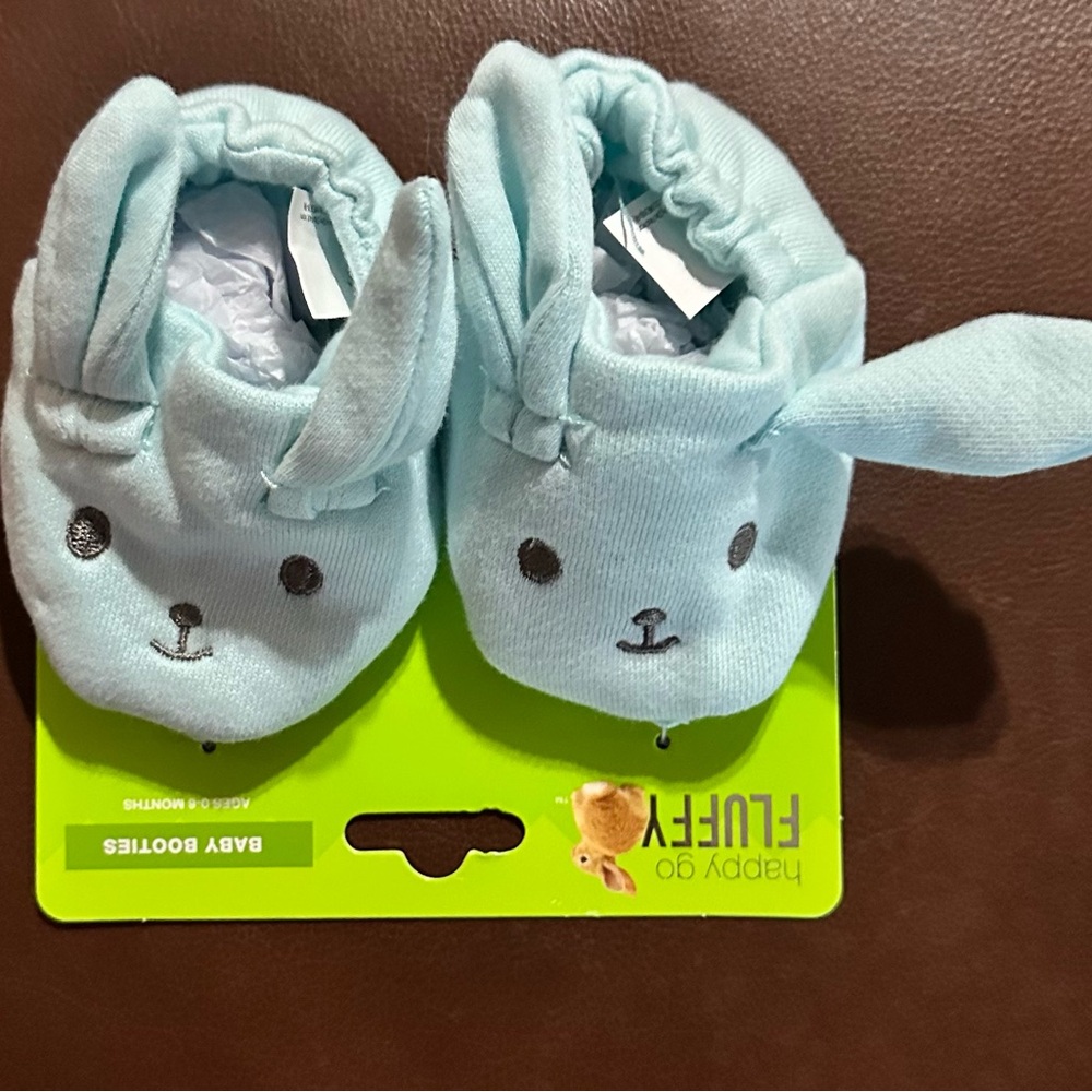 Fluff Baby Bunny Booties - Light Blue
